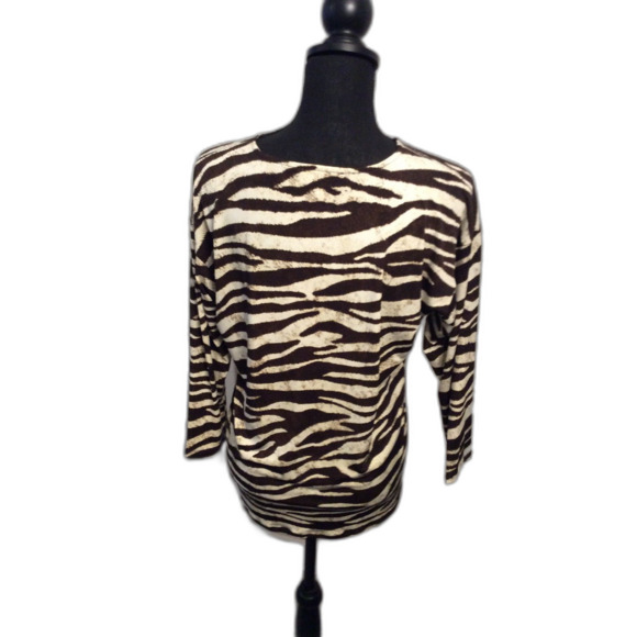 Michael Kors Medium M Animal Print Zip Front V Neck Top Womens - Picture 5 of 5